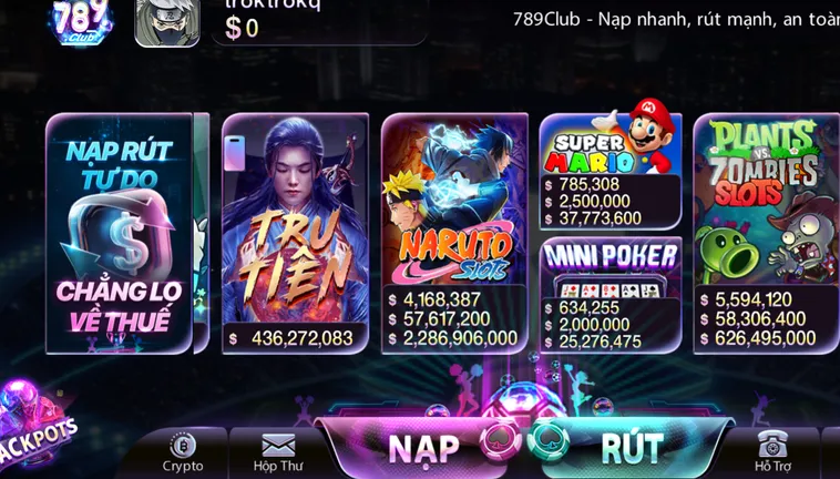 Đa Dạng Trò Chơi Tại Sảnh Nổ Hũ 789Club Thiên Đường Săn Jackpot Với Tỷ Lệ Trúng Cực Cao