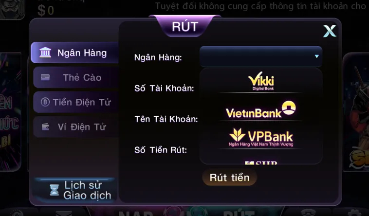 Rút Tiền 789Club Về Tài Khoản Ngân Hàng An Toàn Bảo Mật Cho Mọi Game Thủ